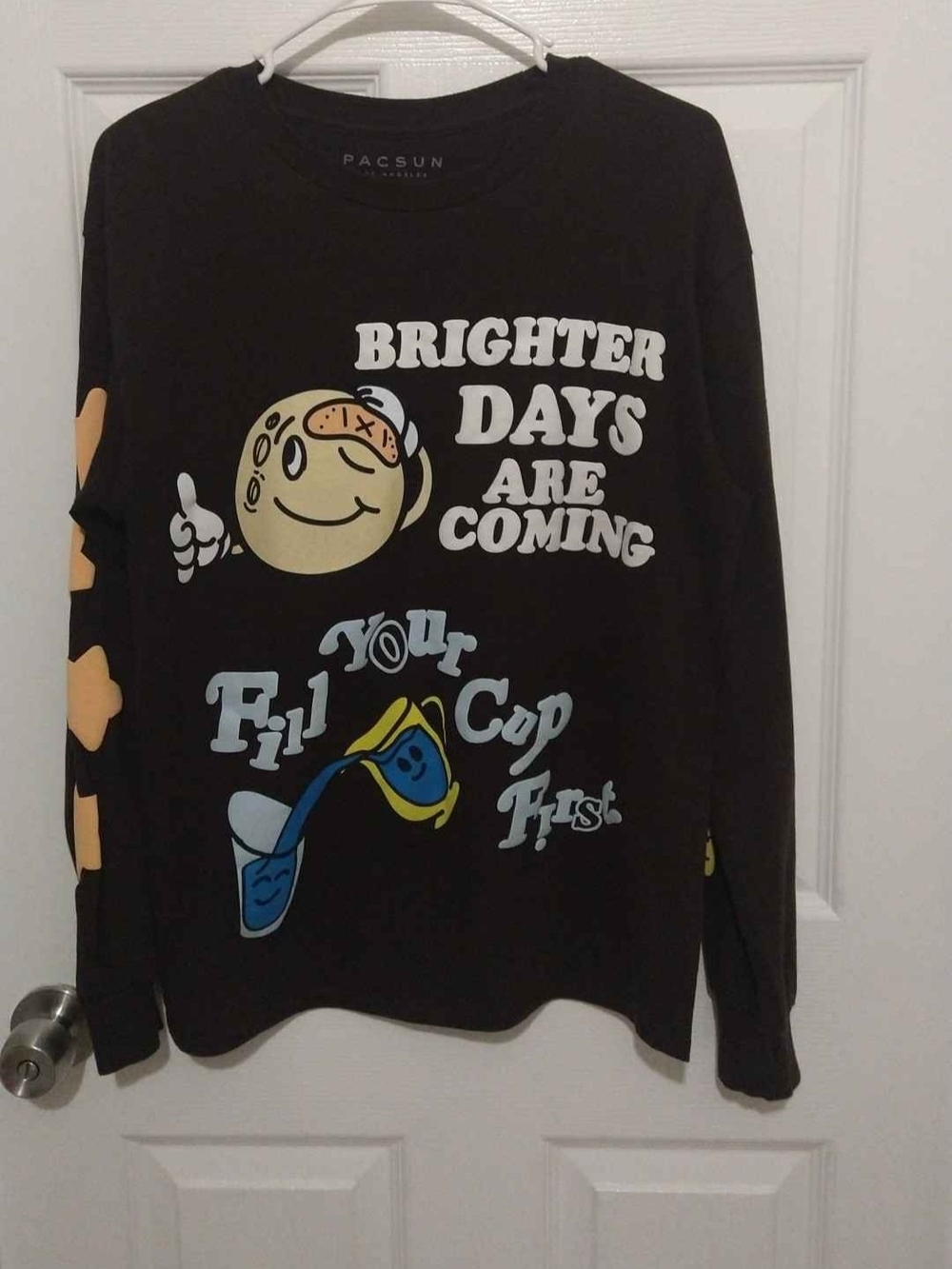 PacSun Kids "Brighter Days Are Coming" Black Graphic Long Sleeve Tee